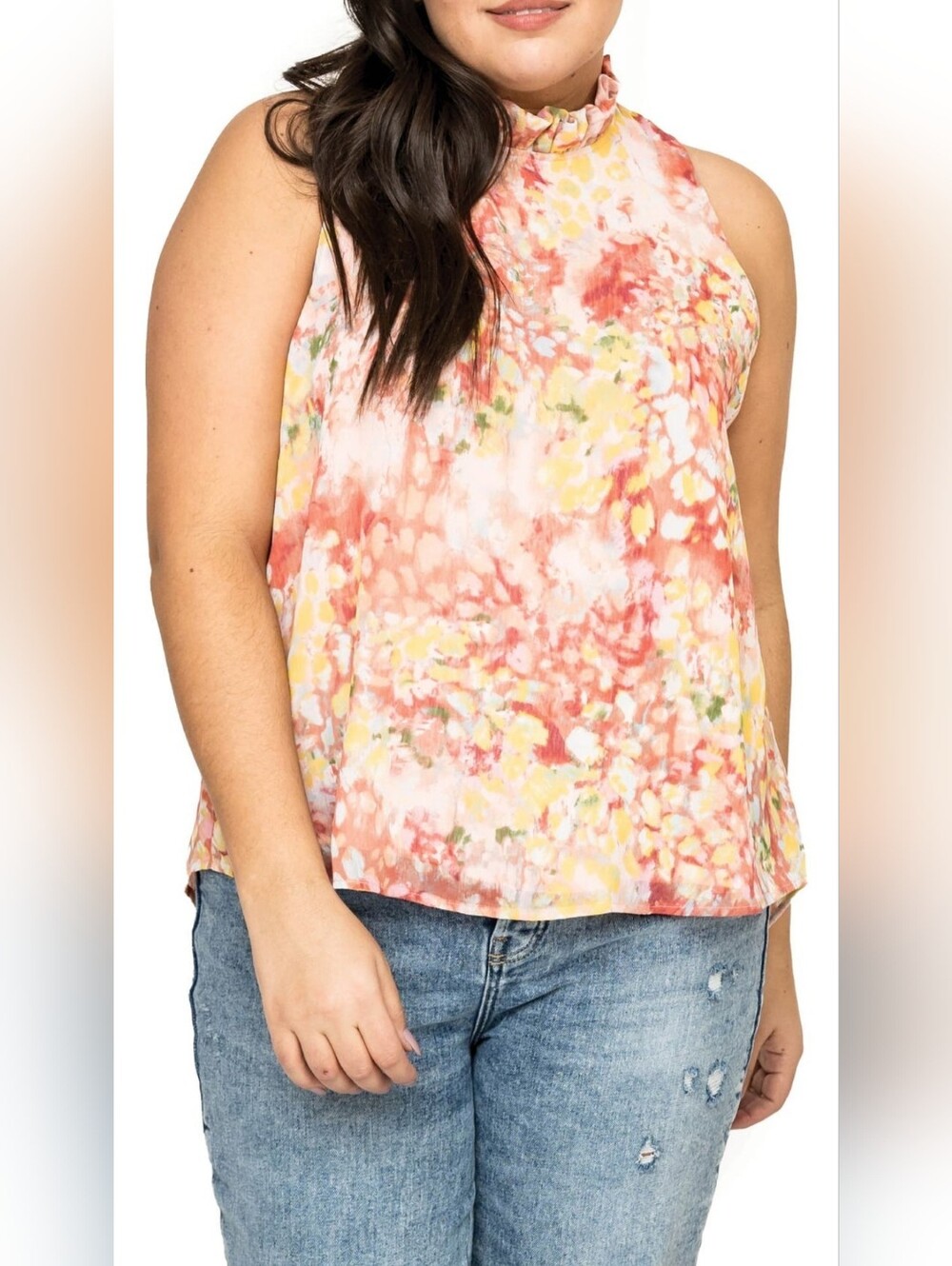 Gibsonlook Cavallo Halter Top Dahlia Print Sz Med